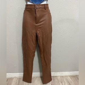 Brown faux leather pants